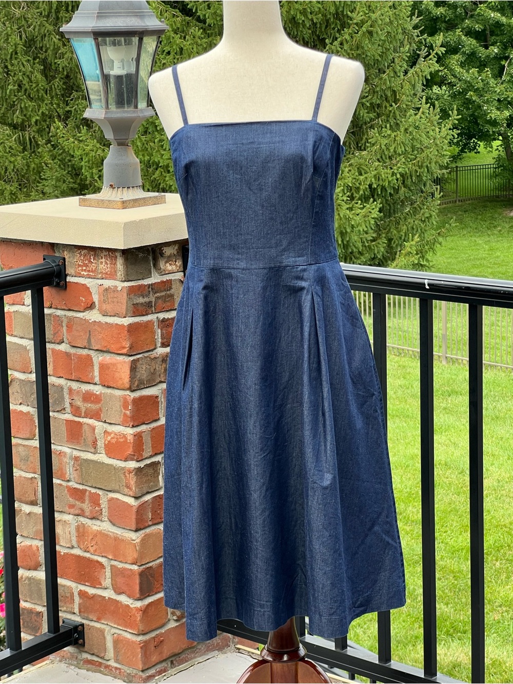 White House Black Market Denim Adjustable Spaghetti-Strap Midi Dress - Dark Blue